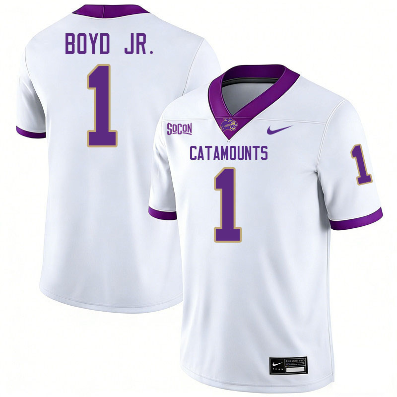 Western Carolina Catamounts #1 Patrick Boyd Jr. College Football Jerseys,Uniforms-White